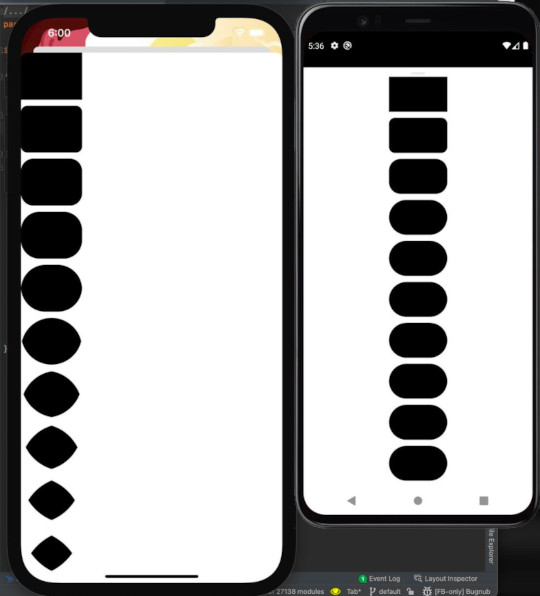 Sample image comparing iOS and Android handling of corner radii.